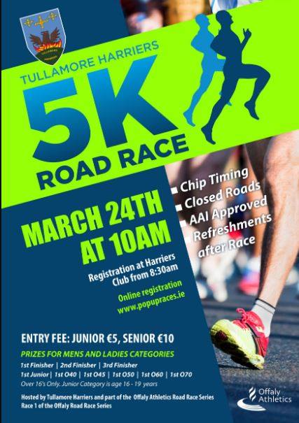 Tullamore Harriers AC 5k Road Race 2019 - Pop Up Races